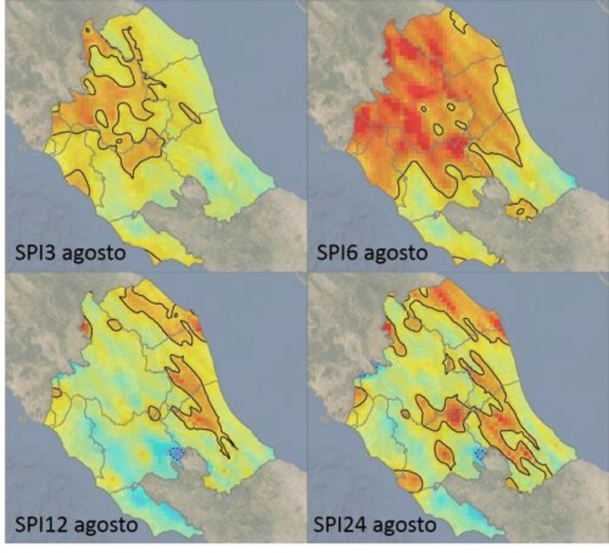 Anomalie precipitazioni agosto 2021